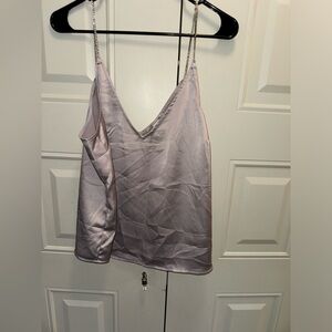 H&M satin tank with rhinestone straps